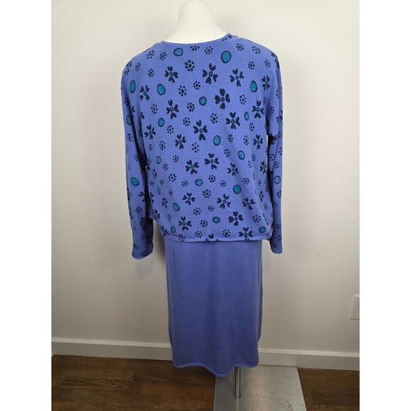 Gudrun Sjoden Lavender Floral Cardigan Sweater Dress Set Size L - Picture 3 of 11